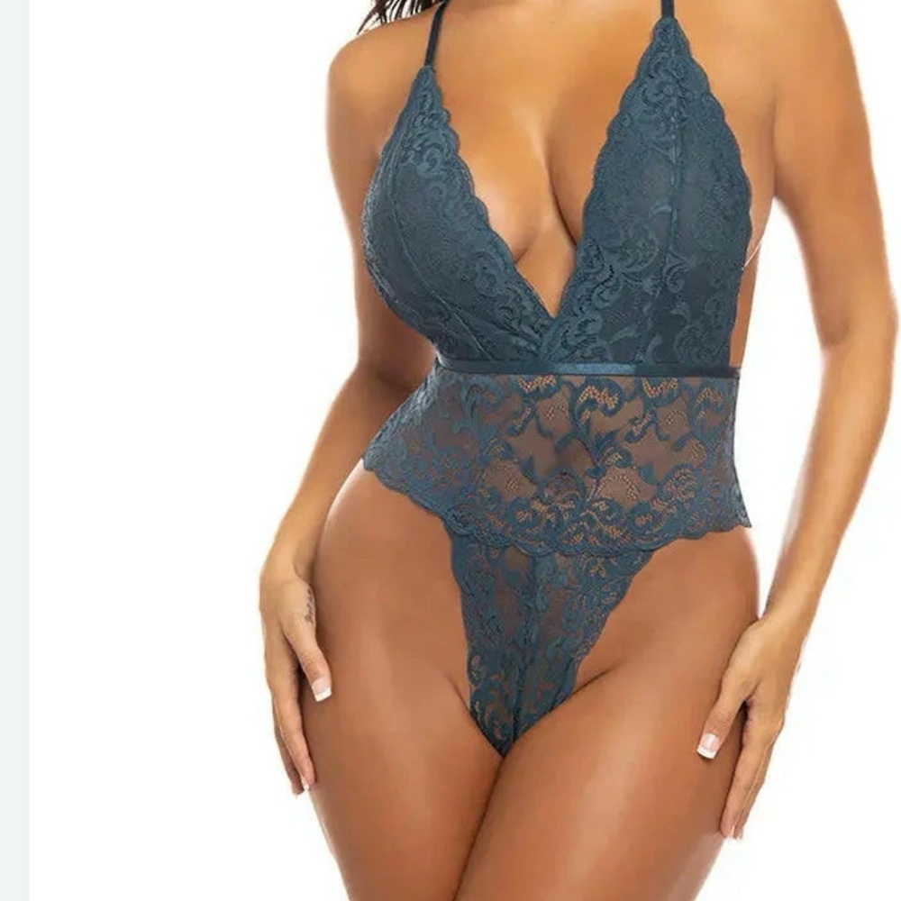Vintage Victoria's Secret Blue Lace Teddy